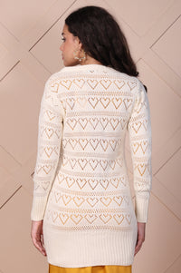 Off-White Embroidered Straight Acrylic Sweater