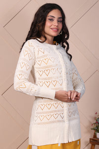 Off-White Embroidered Straight Acrylic Sweater