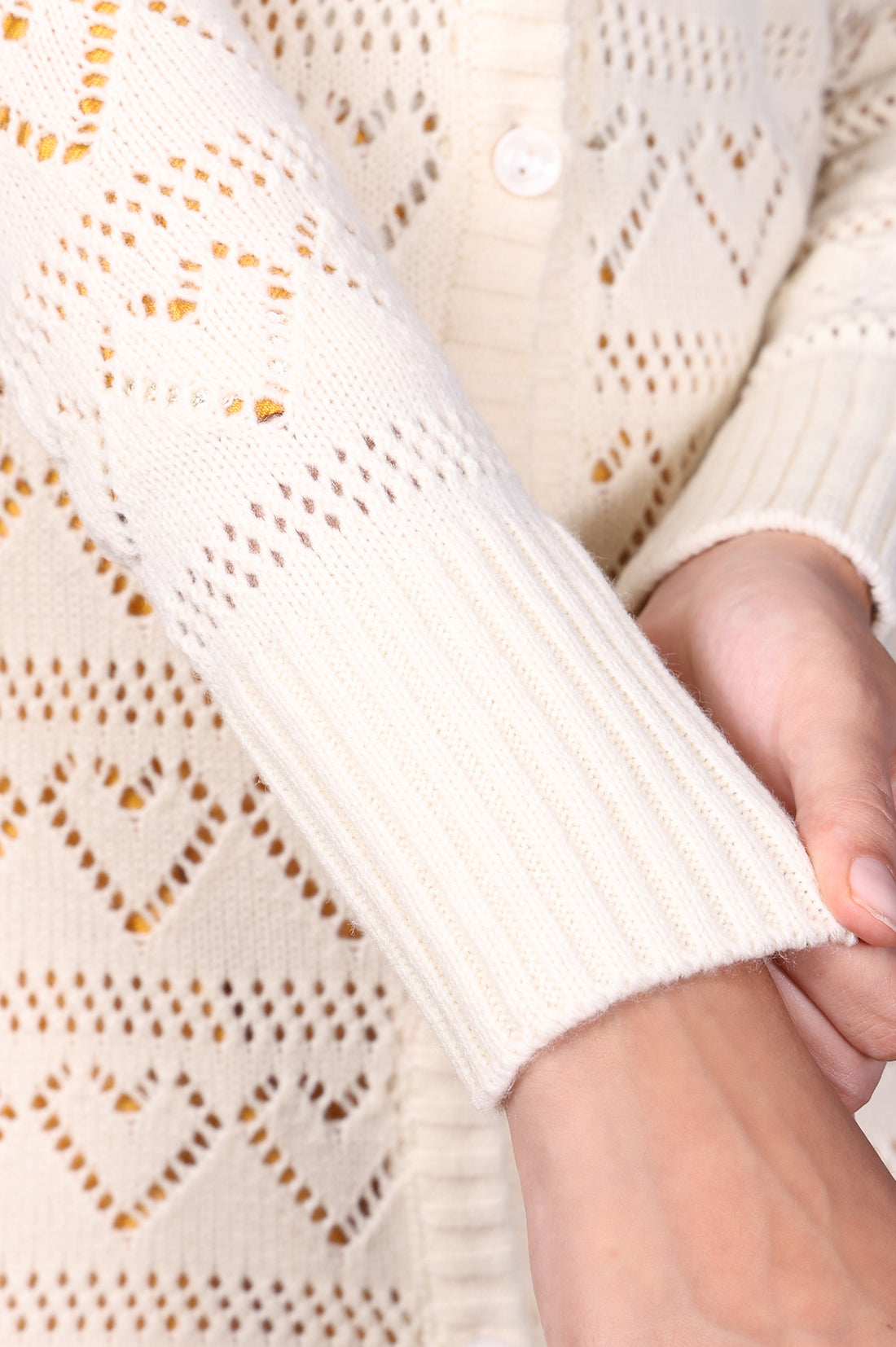 Off-White Embroidered Straight Acrylic Sweater