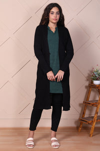 Black Self Design Straight Acrylic Sweater