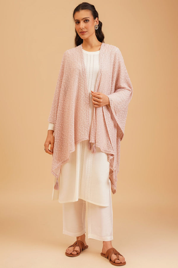 Pink Textured Sleeveless Winter Gilet