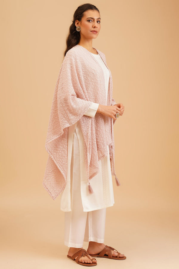 Pink Textured Sleeveless Winter Gilet