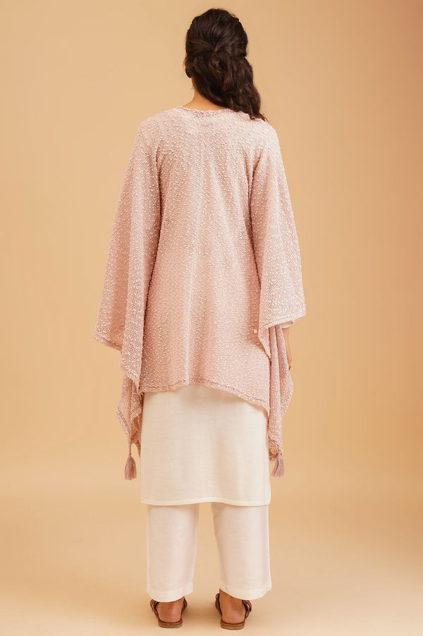 Pink Textured Sleeveless Winter Gilet