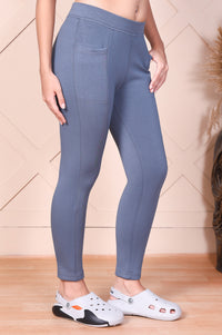 Blue Solid Opaque Modal Tights
