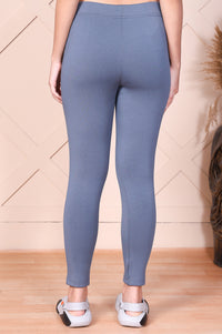 Blue Solid Opaque Modal Tights