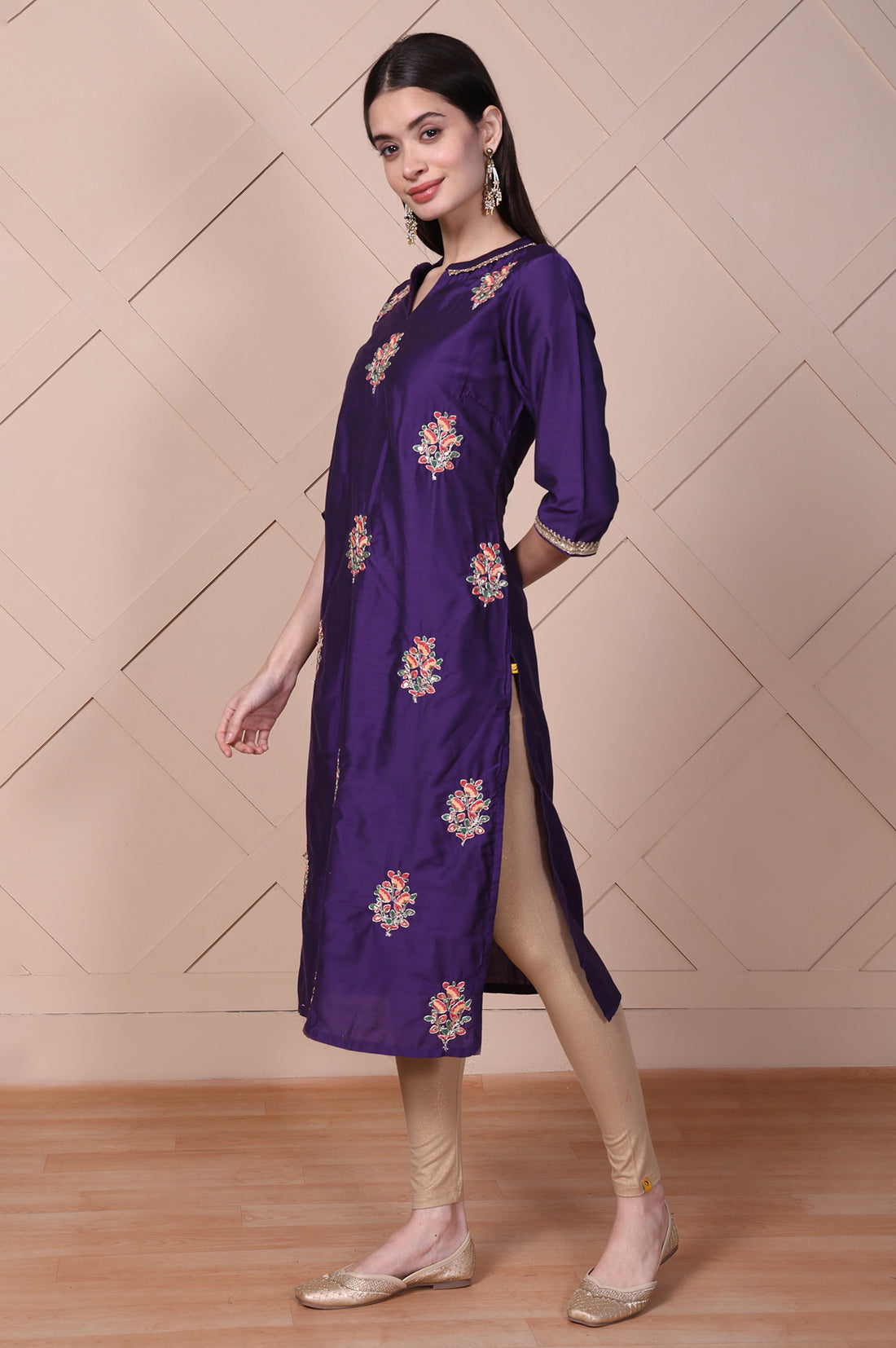 Gold Foil Printed Rayon Tights