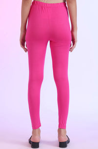 Pink Solid Plain Skinny Cotton Tights