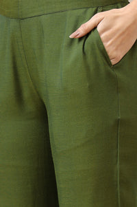 Green Solid Modal Rayon Ankle Length Palazzos