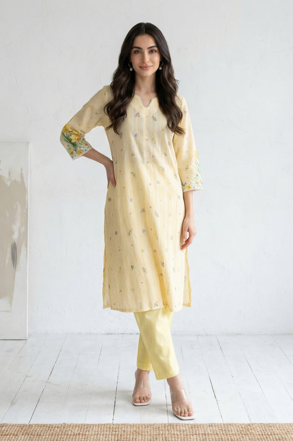 Yellow Solid Straight Ankle Length Rayon Palazzo