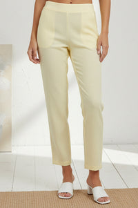Yellow Solid Straight Ankle Length Rayon Palazzo