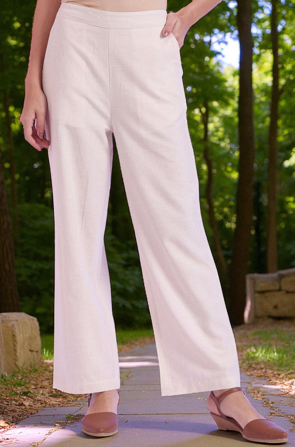 Solid Cotton Blend Palazzos