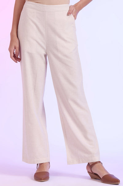 Solid Cotton Blend Palazzos