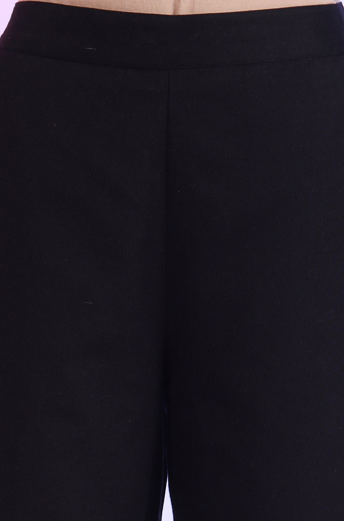 Solid Mid-Rise Cotton Blend Palazzos