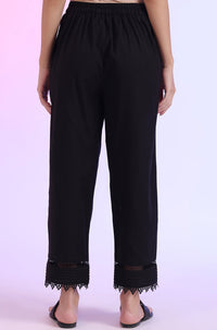 Solid Mid-Rise Cotton Blend Palazzos