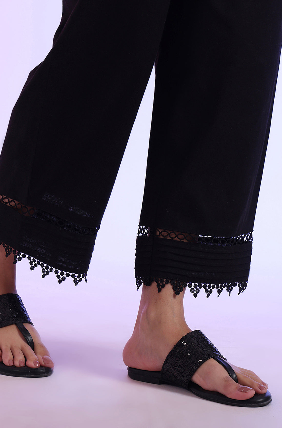 Solid Mid-Rise Cotton Blend Palazzos