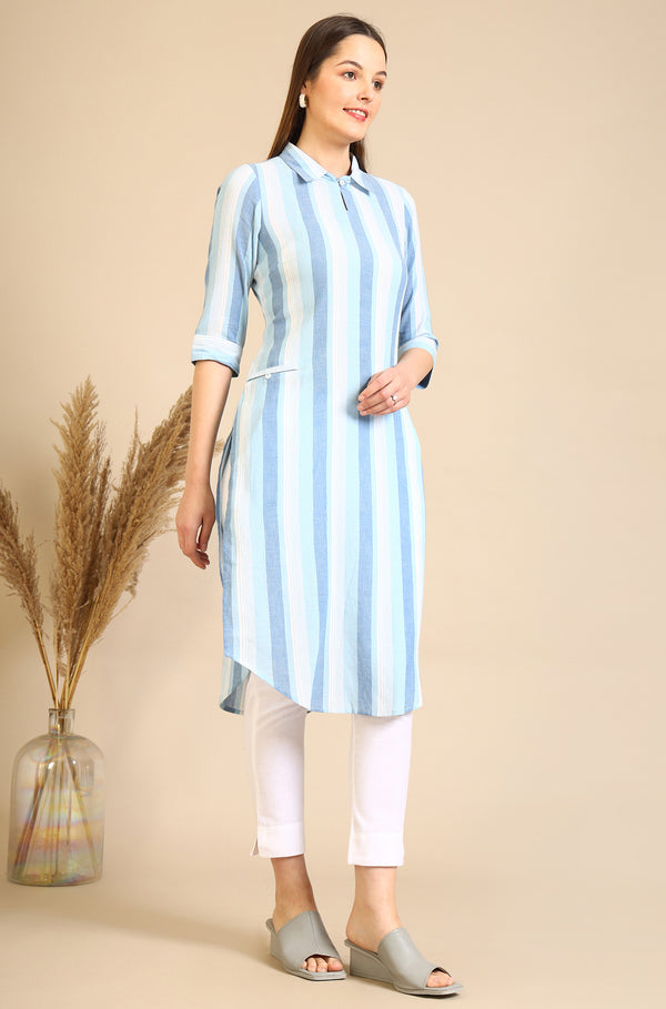 White Solid Cotton Flax Everyday Trousers