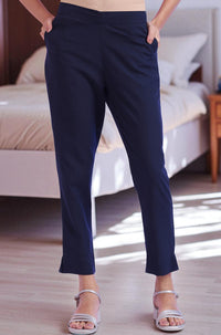 Solid Viscose Blend Trousers