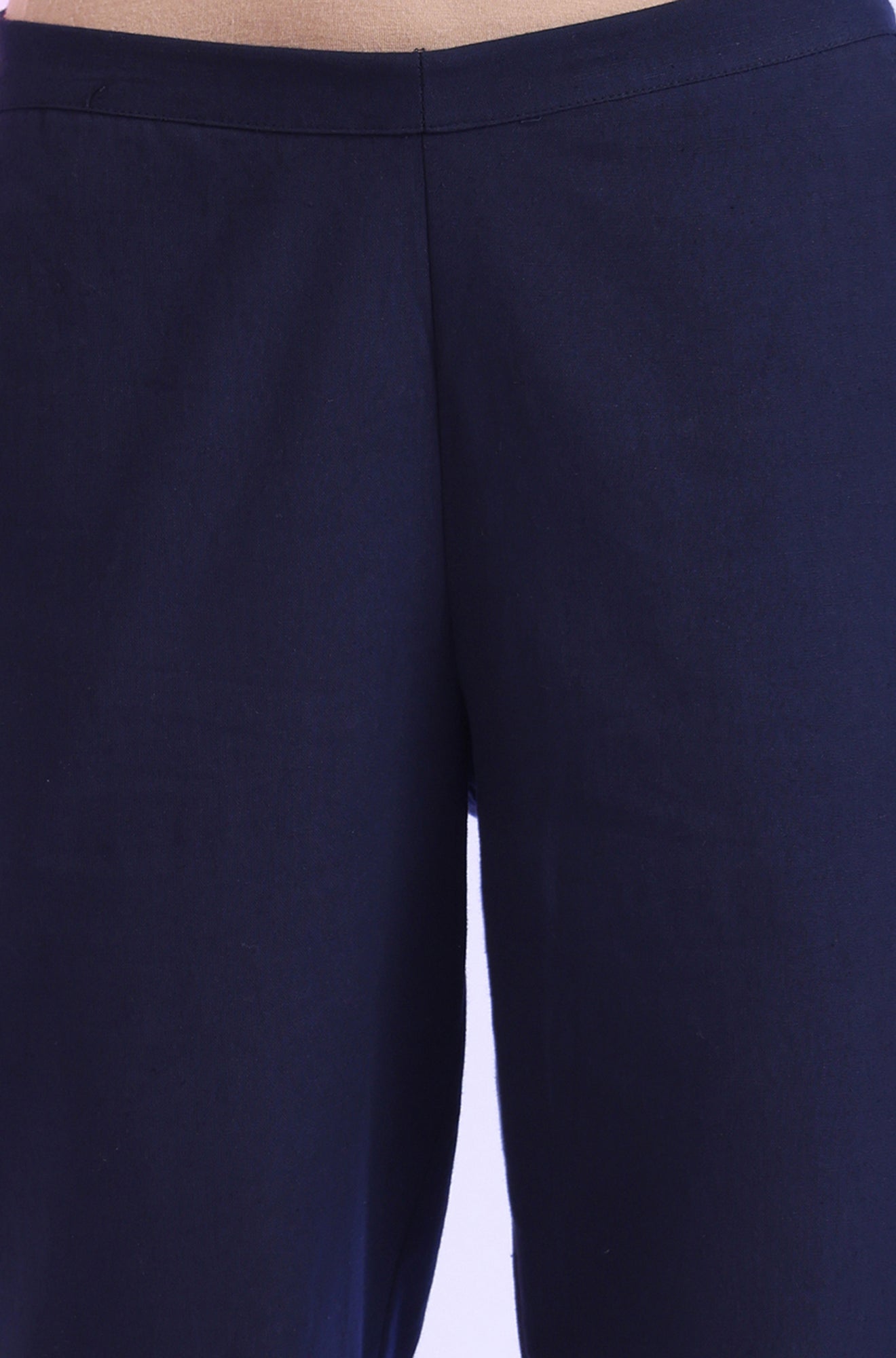 Solid Viscose Blend Trousers