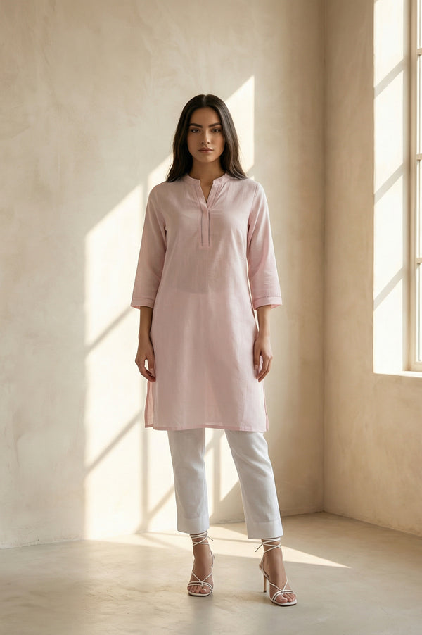 White Solid Pure Cotton Slim Fit Ankle Length Mid Rise Pants