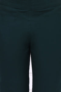 Green Solid Mid-Rise Cotton Trouser