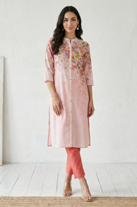 Coral Solid Pure Cotton Slim Fit Ankle Length Trousers