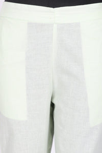 Mint Yarn Dyed Solid Pure Cotton Straight Fit Ankle Length Trousers