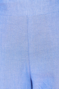 Blue Solid Pure Cotton Slim Fit Ankle Length Trousers