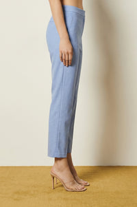 Blue Solid Pure Cotton Slim Fit Ankle Length Trousers