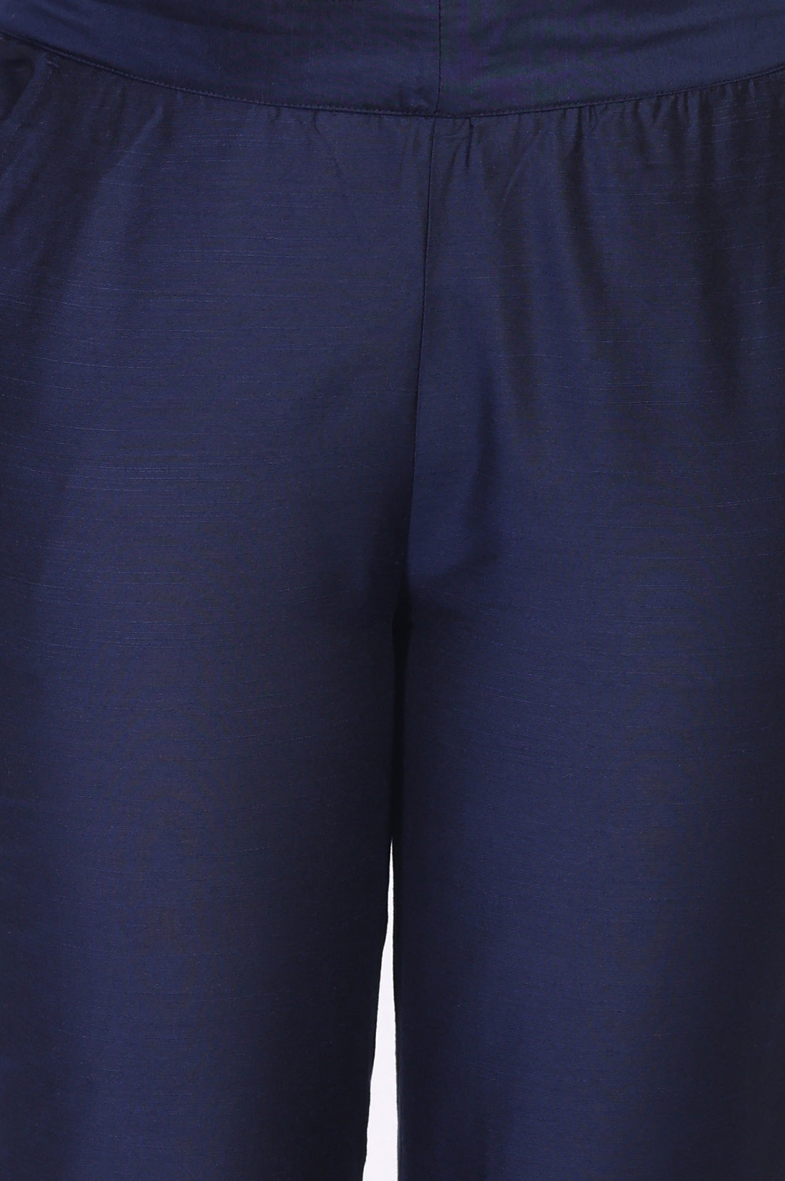 Navy Solid Tapered Viscose Trouser