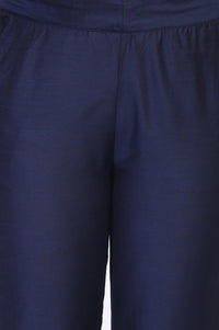 Navy Solid Tapered Viscose Trouser