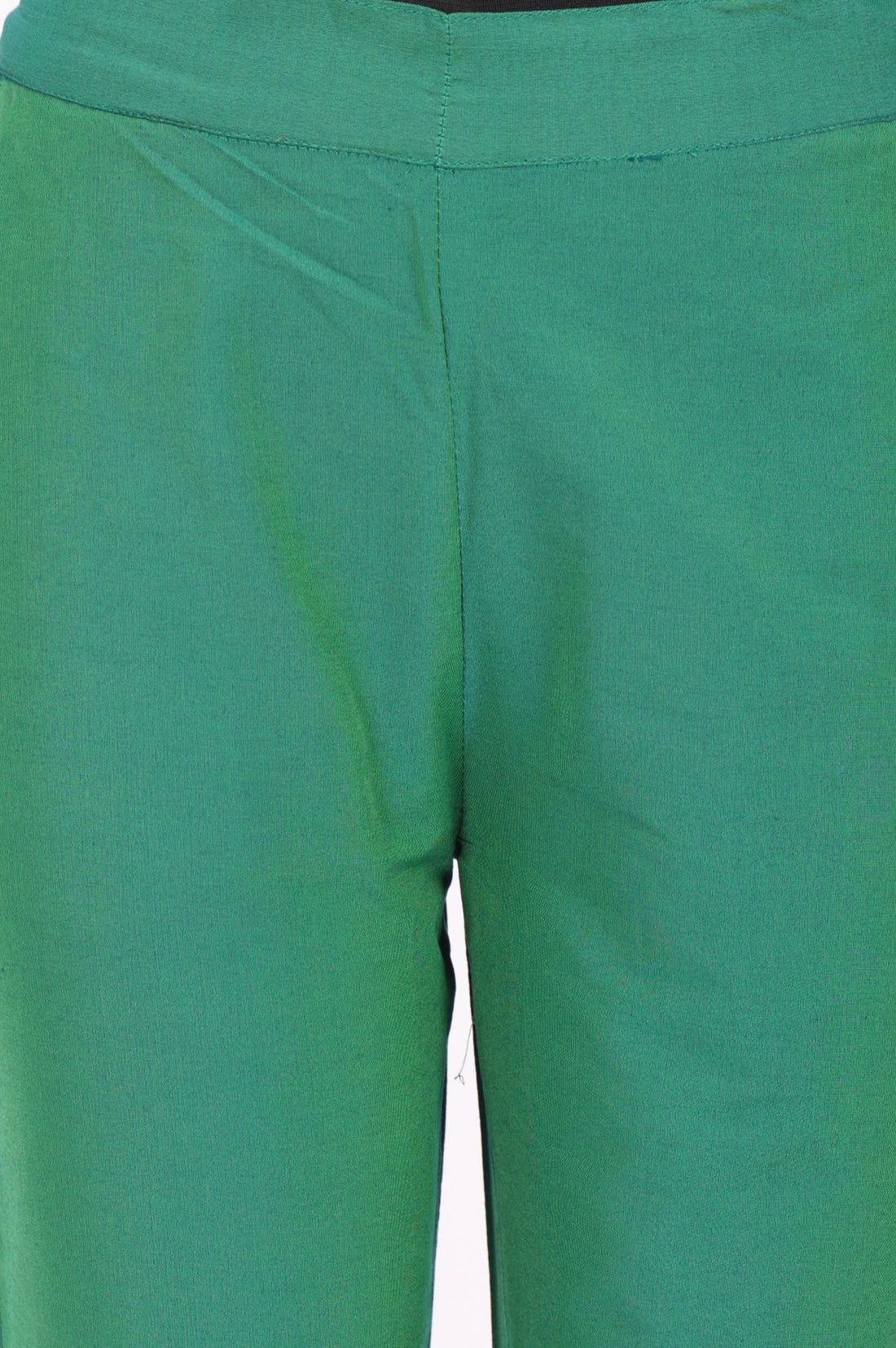 Green Solid Straight Fit Ankle Length Mid Rise Trousers