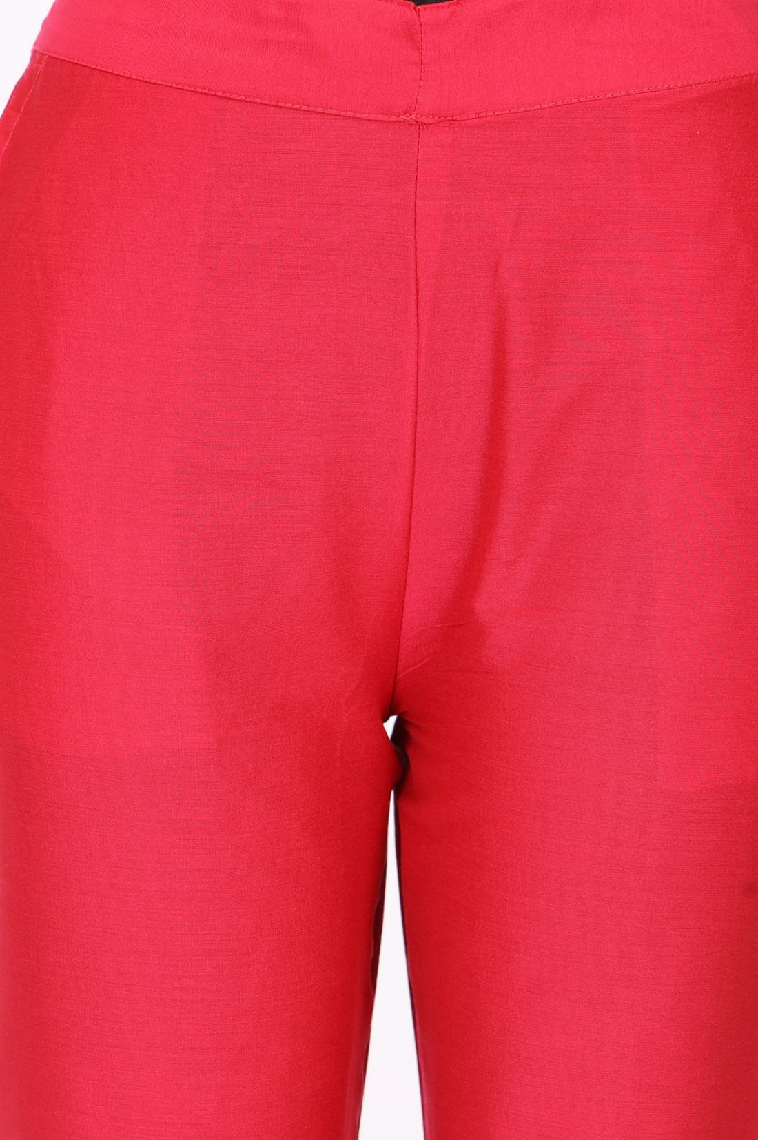 Pink Solid Straight Fit Ankle Length Mid Rise Trousers