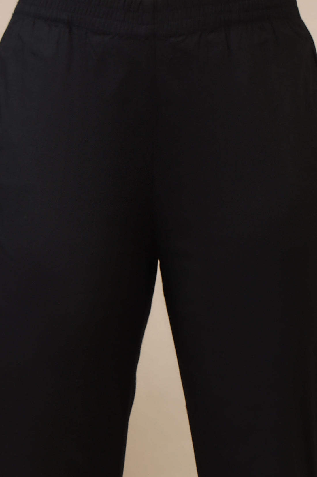 Black Solid Cotton Lycra Trousers