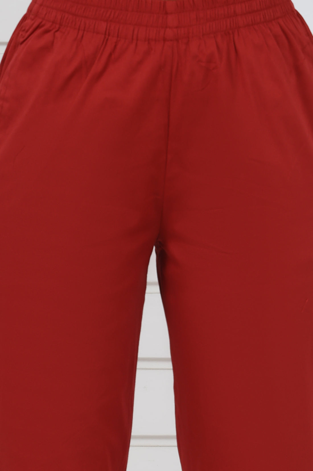 Rust Cotton Blend Mid Rise Ankle Length Straight Trouser