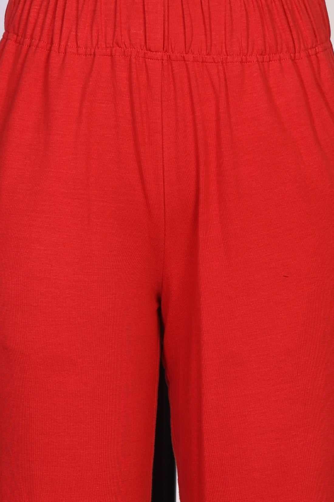 Red Solid Cotton Blend Slim Fit Ankle Length Trousers