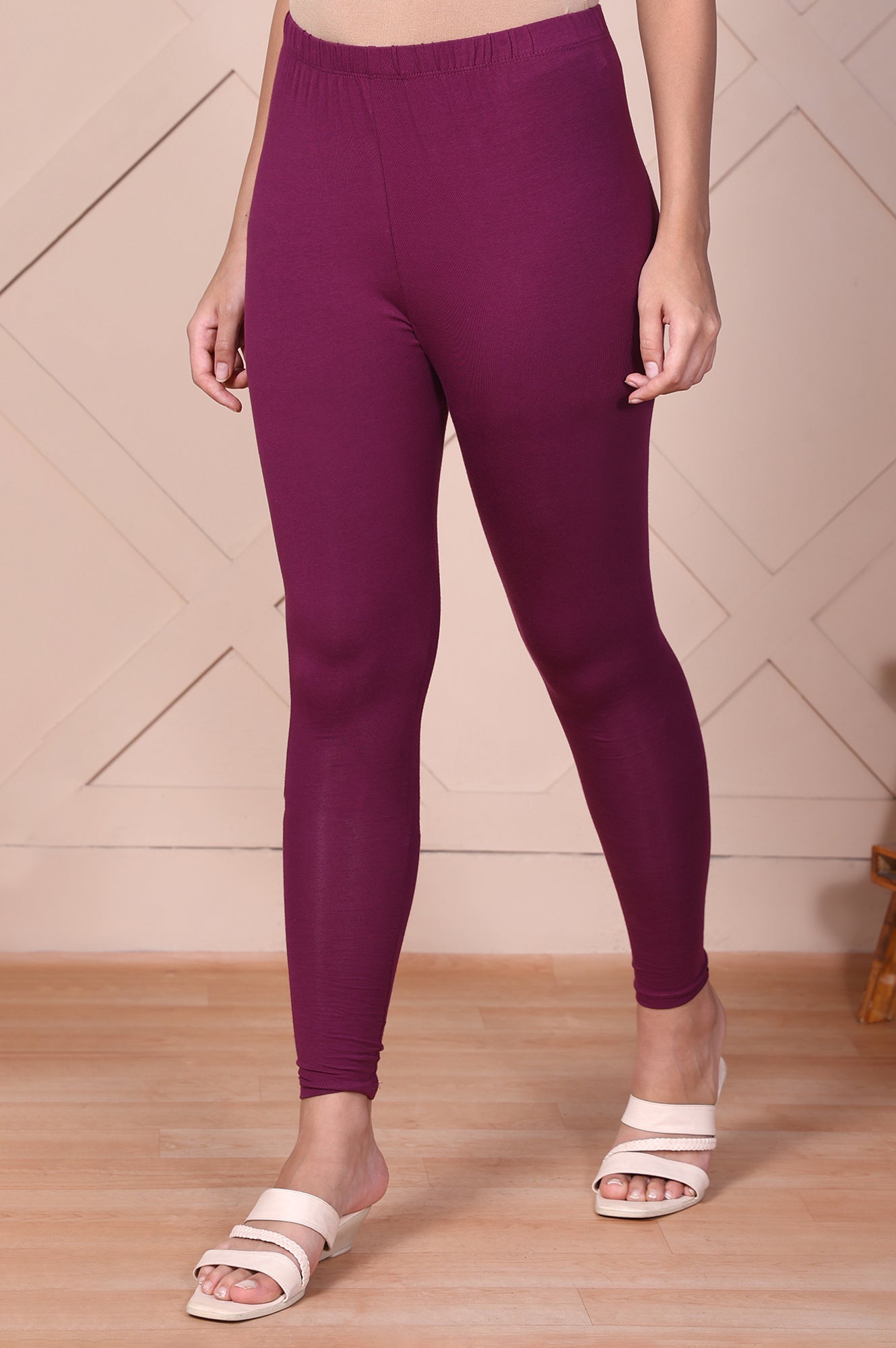 Buy Maroon Solid Opaque Cotton Tights Online for Woman | Shop for
