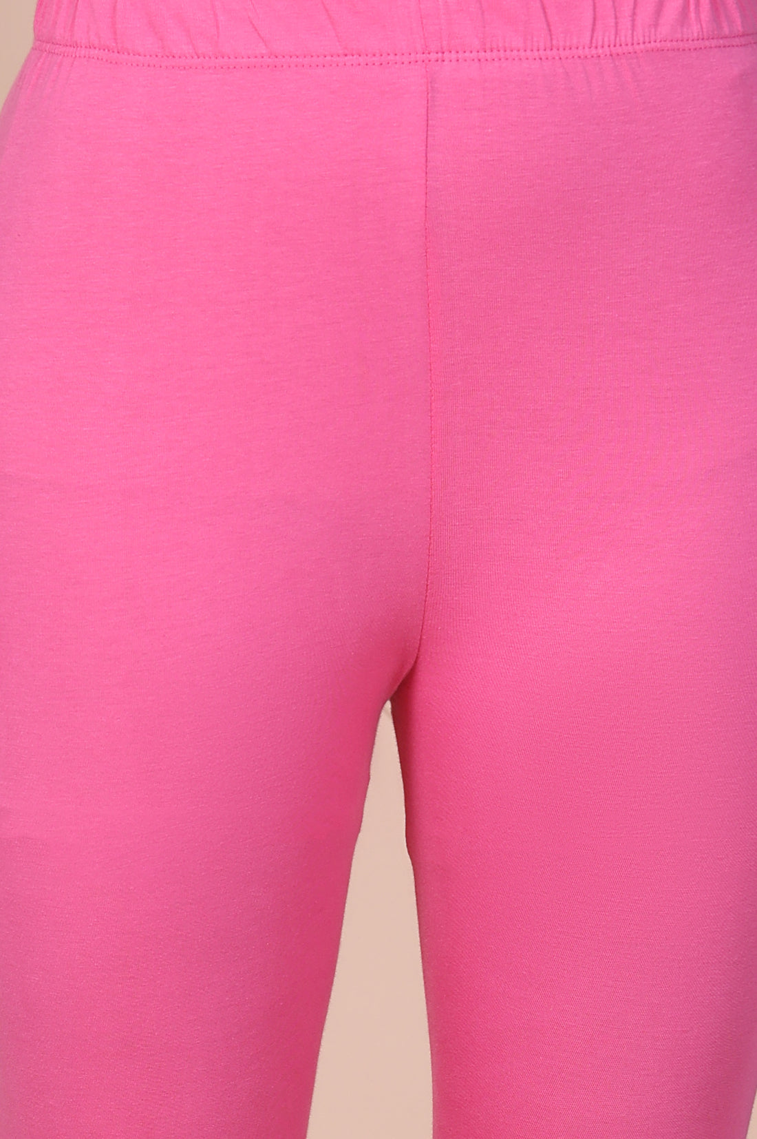 Pink Solid Cotton Lyrca Skinny Fit Tights