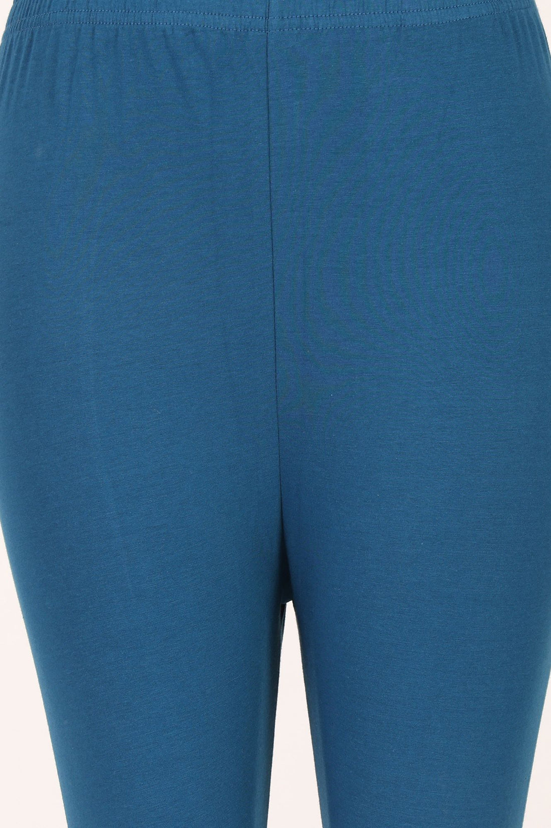 Teal Solid Cotton Blend Ankle Length Tights