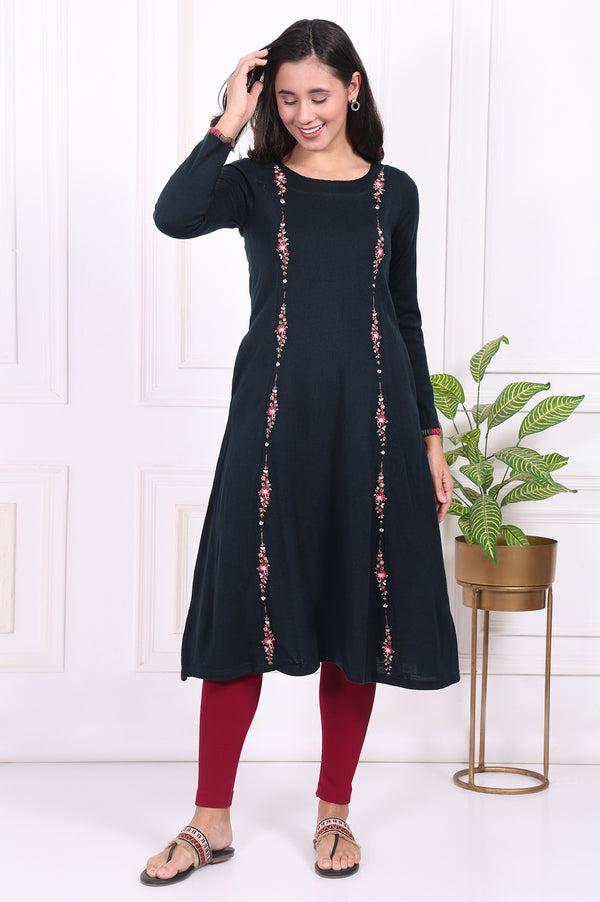 Maroon Winter Solid Textured Skinny Fit Ankle Length Tights