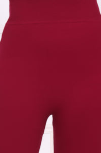 Maroon Winter Solid Textured Skinny Fit Ankle Length Tights