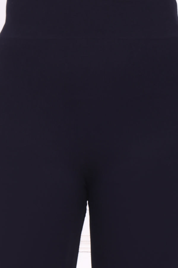 Navy Blue Winter Solid Textured Skinny Fit Ankle Length Tights