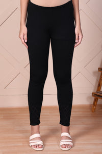 Black Solid High-Waist Acrylic Tights