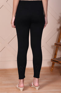 Black Solid High-Waist Acrylic Tights