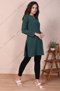 Black Solid High-Waist Acrylic Tights