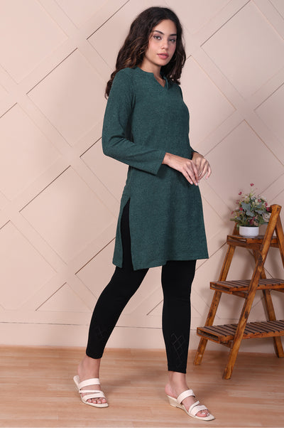 Black Solid High-Waist Acrylic Tights