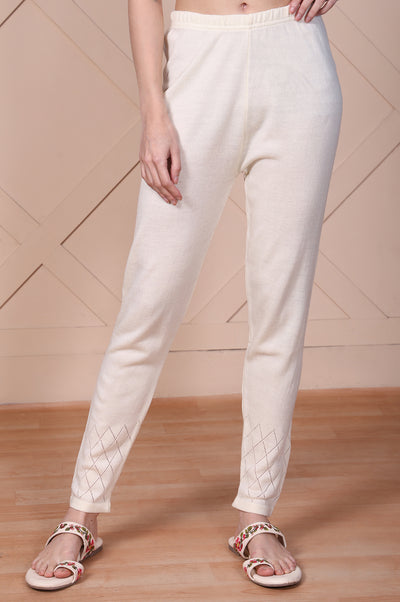 Cream Textured Acrylic Tights