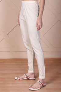 Cream Textured Acrylic Tights