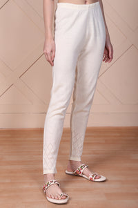 Cream Textured Acrylic Tights