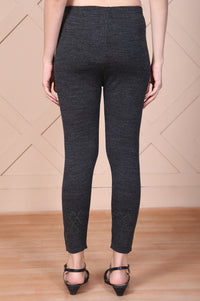 Grey Solid Acrylic Skinny Fit Tights