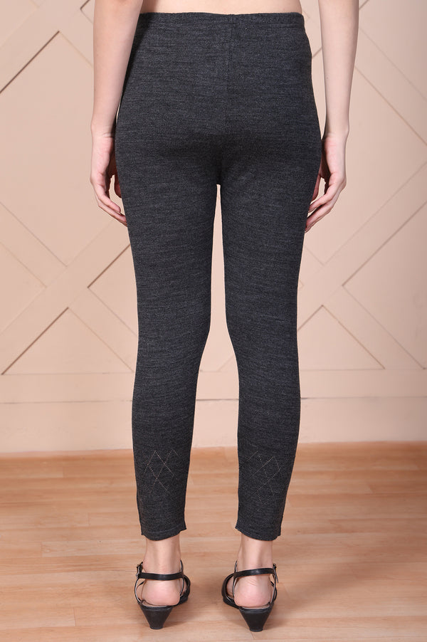 Grey Solid Acrylic Skinny Fit Tights